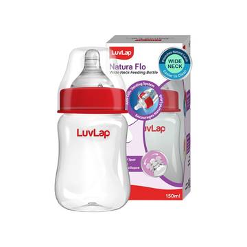 LuvLap Wide Neck Baby Feeding Bottle 150 ml (Red)